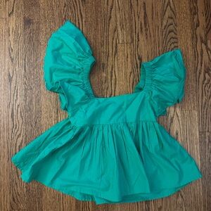 Altar'd State Teal Puff Sleeve Blouse